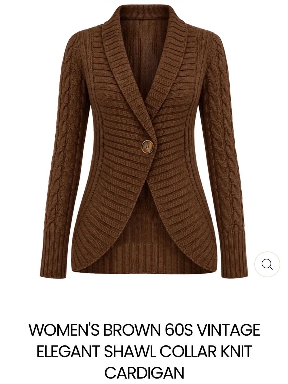 Women's Chocolate Brown Shawl Collar Knit Cardigan